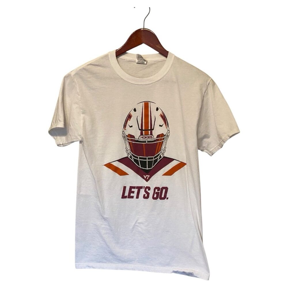 Virginia Tech Hokies White Let's Go S/S T-Shirt Men's Size S NCAA
